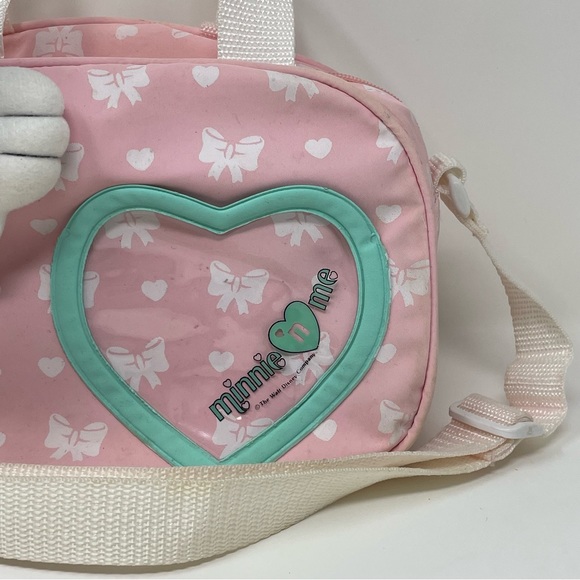 Vintage Minnie N Me Small Handbag Pink plush head straps zip top handle Disney - Picture 4 of 13